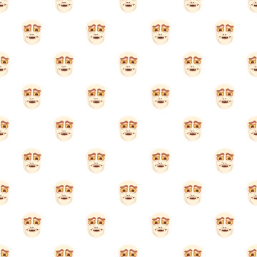 Cartoon monster faces creating a repeating seamless pattern