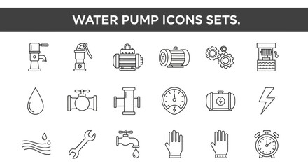 Fototapeta premium Water Pump Icons Set