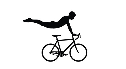 Obraz premium Cyclist riding a road bike in a dynamic pose black silhouette
