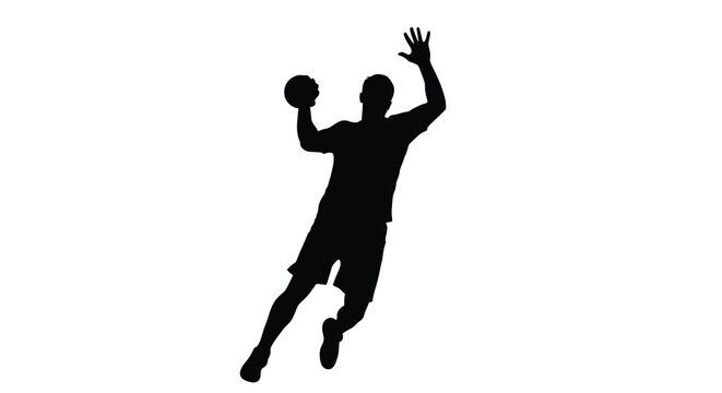 Handball player in action pose dynamic sports silhouette high quality