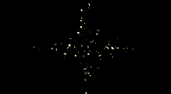 Sparkling trails with light rays of hot golden glittering star particles. Background or overlay 4K animation effect with Universal Star Particle Overlay Versatile Golden Graphics for Award Cinematic