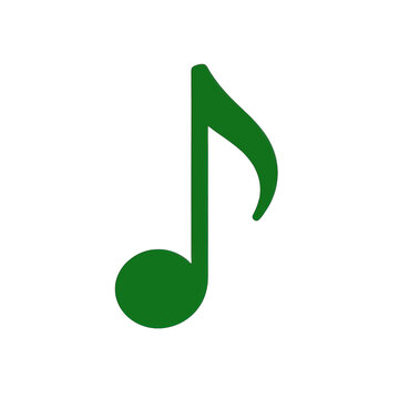 Green Musical Note Icon Vector Symbol, Isolated Transparent Background for Music Apps and Digital Interfaces