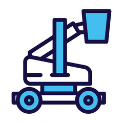 Naklejka premium Aerial Work Platform or Cherry Picker Construction Lift Vehicle Icon for Industrial Site Usage