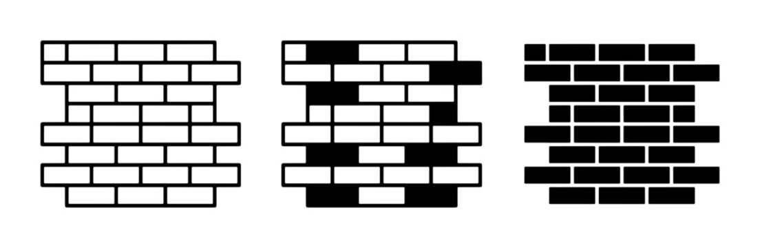 Brick Wall Patterns, Black and White, Simple Vector Graphics, Construction Elements