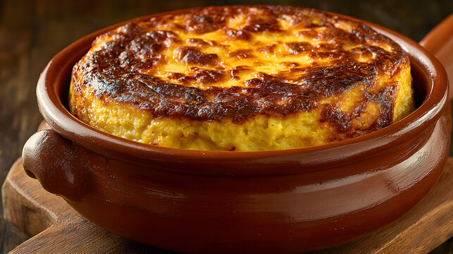 Chilean pastel de choclo baked corn pie in clay dish
