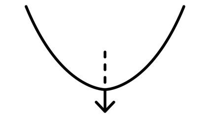 Minimalist Nadir arrow vector icon with editable stroke, pointing downwards in a clean astronomical diagram style, perfect for navigation, science projects, and technical illustrations in SVG format. © Mdatikul