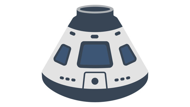 Sleek aerospace command module vector icon depicting a space capsule for intergalactic travel. Professional minimalist line art illustration of a spacecraft module for modern science and space.