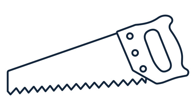 Sharp hand saw vector icon featuring an editable stroke for carpentry and construction projects, a versatile minimalist illustration perfect for DIY workshops and hardware tool graphics.