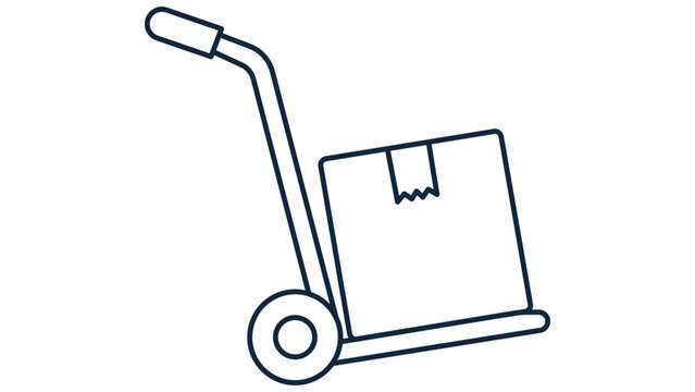 Industrial hand dolly vector icon with editable stroke for logistics and moving services, featuring a scalable minimalist design suitable for warehouse management and shipping illustrations.