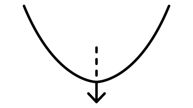 Minimalist Nadir arrow vector icon with editable stroke, pointing downwards in a clean astronomical diagram style, perfect for navigation, science projects, and technical illustrations in SVG format.