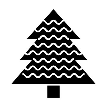 christmas tree with wavy tinsel vector illustration