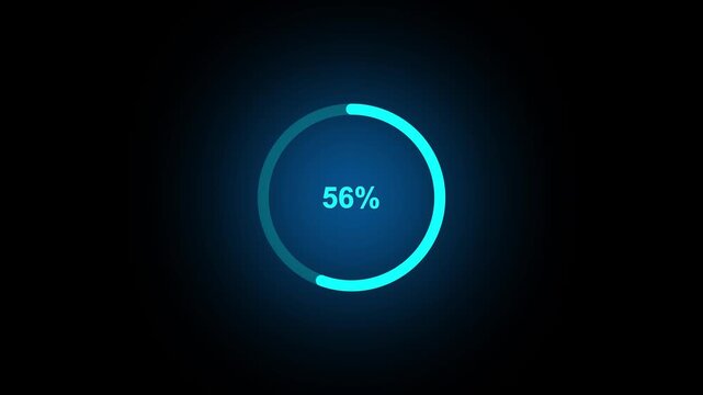 Circle loading bar icon animation. White color loading, load, process, processing bar animation. Futuristic loading circle ring with 0-100 percent.4k motion video