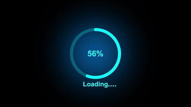 Circle loading bar icon animation. White color loading, load, process, processing bar animation. Futuristic loading circle ring with 0-100 percent.4k motion video