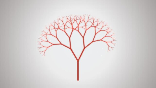 Red tree branches on white background.