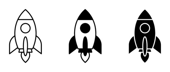 Rocket Ship Icons, Space Exploration Symbols, Launch and Travel Graphics © Creative Silhouette 