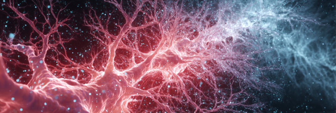 abstract of blood vessels as glowing fractals