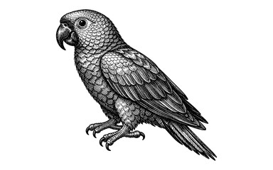 Fototapeta premium Vintage illustration of a parrot with detailed feathers and sharp talons