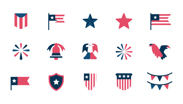 Usa patriotic vector icons american flags stars eagles independence day graphics
