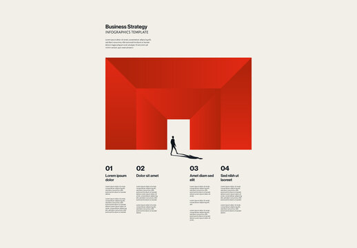 Business Strategy Infographic Template with Entrance and Opportunity Illustration