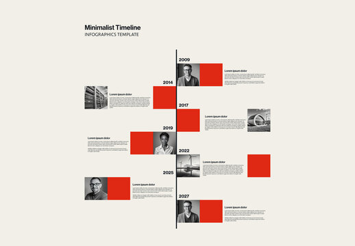 Minimalist Vertical History Timeline Infographic Template with Photos