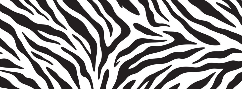 Seamless zebra print pattern background. Black and white animal skin texture for fashion, fabric, wallpaper, wrapping paper, and textile design.