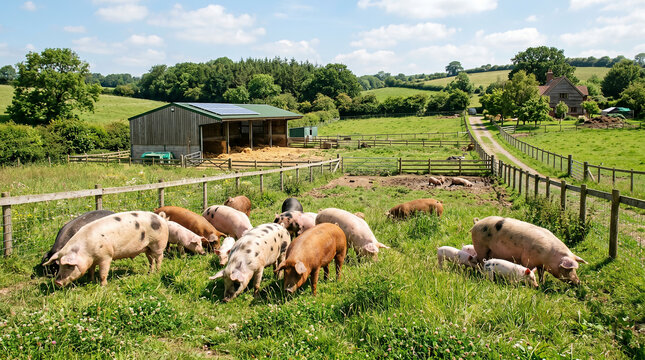 Sustainable Pig Farming Agriculture Concept
