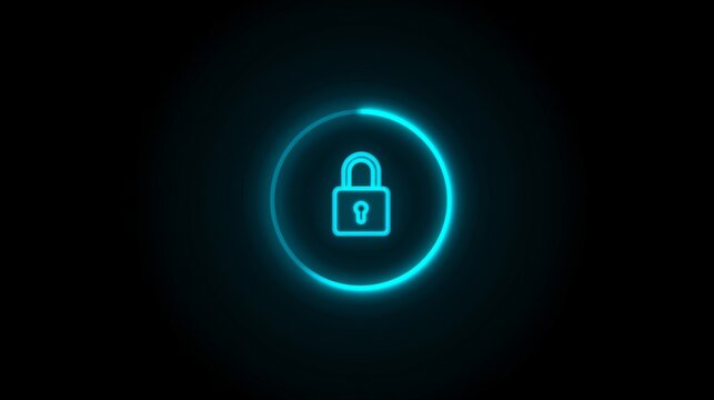 Minimal Neon Lock Startup Cyber Security Concept