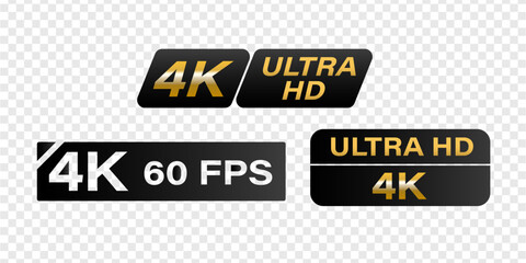 Fototapeta premium Ultra hd logo gold and transparent design. 4k 60 fps ultra banner