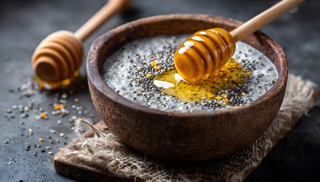Delicious bowl of poppy seed porridge with honey, symbolizing a healthy and comforting breakfast