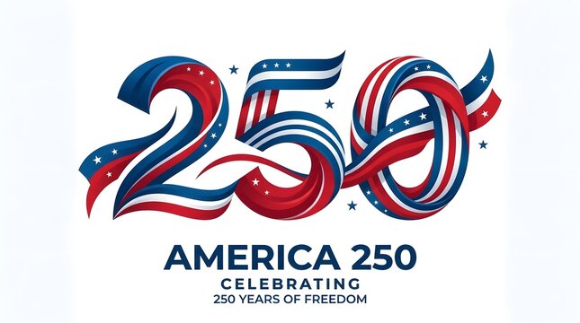 America 250 celebrating 250 years of freedom patriotic logo