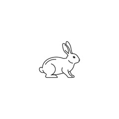 Obraz premium Minimalist line art vector illustration of a sitting rabbit silhouette
