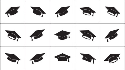 Fototapeta premium Graduation caps in a grid pattern.