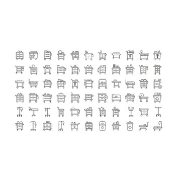 Set of various miscellaneous line graphic icons with collection, assorted