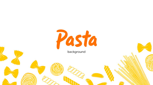 Colorful Illustration Of Various Pasta Shapes Background