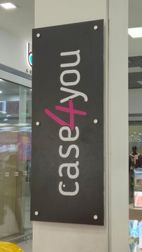 Vilnius Lithuania 02.04.2026 Case4you mobile accessories store sign inside modern shopping mall with illuminated branding and retail interior commercial technology concept