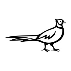 Logotipo con dibujo minimalista con líneas de un faisán de pie visto de perfil © teracreonte