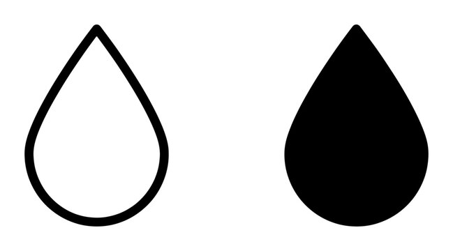 Water Drop Icons, Liquid Symbol, Fluid Shape, Wet Element, Droplet Vector Art