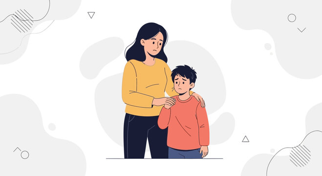 Mother Comforting Sad Son, Empathy and Support, Family Connection