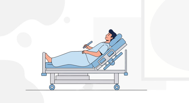 Patient In Hospital Bed Relaxing Flat Illustration