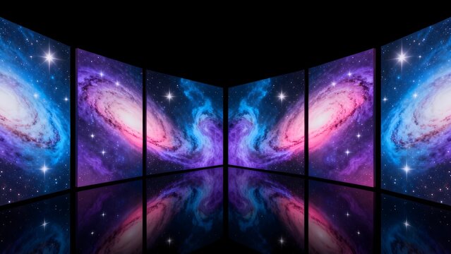 Galaxy display in a dark room