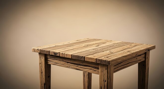 A rustic, handmade wooden table showing visible construction flaws and rough texture, perfect for DIY projects or farmhouse style, background, traditional, reclaimed