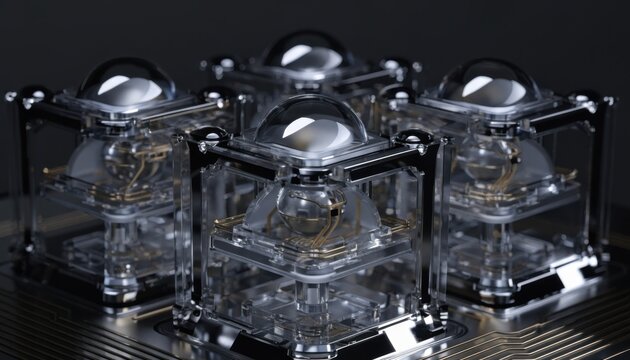 Medium shot capturing closeup of controller chip encapsulation inside compact packages highlighting intricate machinery and advanced technology ensuring chip protection and