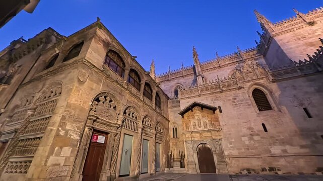 Historic Royal Chapel of Granada at Sunset With Ornate Facade and Decorative Spires, Granada, Spain
