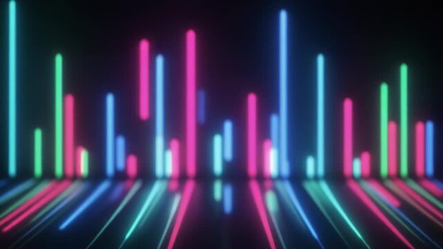 Neon Audio Equalizer Bars Pulsing with Light