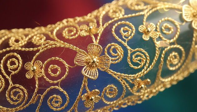 24k gold filigree jewelry texture with twisted wire transparent floral lace