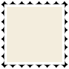 Fototapeta premium stamp-shaped design featuring a black scalloped border on a white background with a beige inner square.