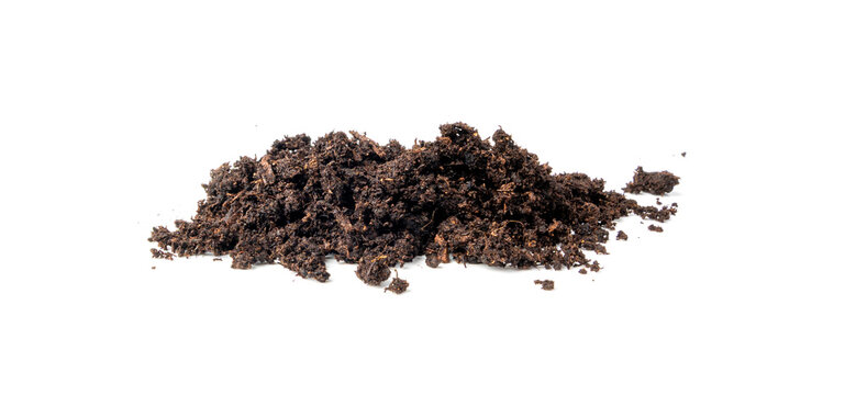 Peat soil isolated, compost pile, brown garden dirt mound