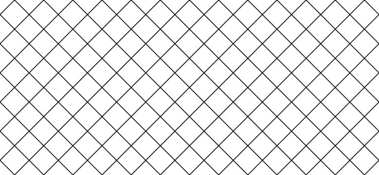 Seamless Black and White Diamond Grid Pattern - Minimalist Geometric Criss Cross Line Background Texture