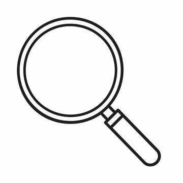 A magnifying glass icon serves as a symbol for investigation and research