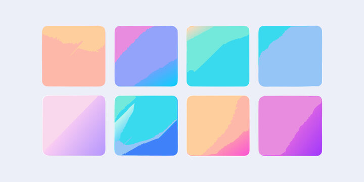 Colorful pastel abstract square gradient tile collection, vector